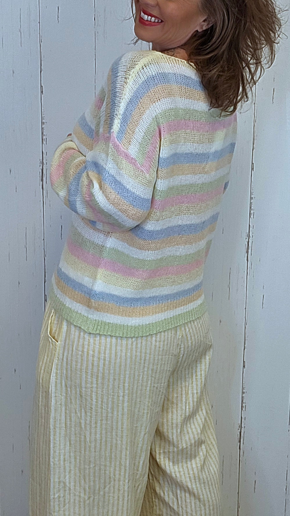 Heidi pastellstripet genser