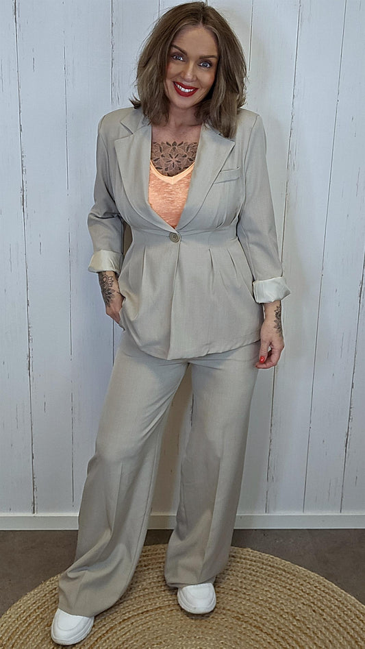Mira blazer og bukse sett beige