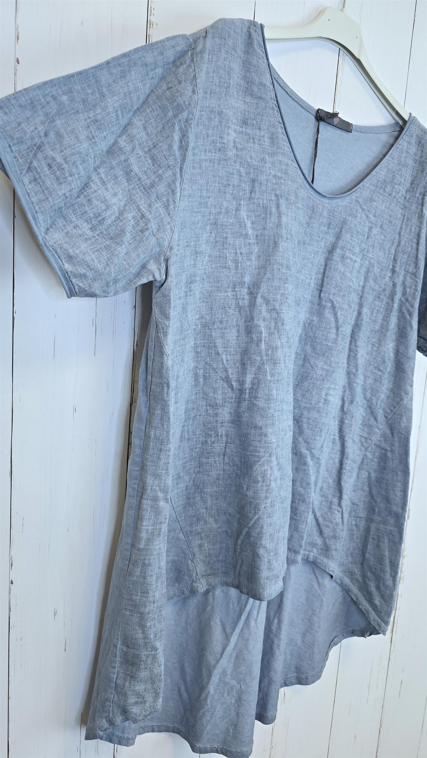 Bella lin- og bomullstopp denimblå