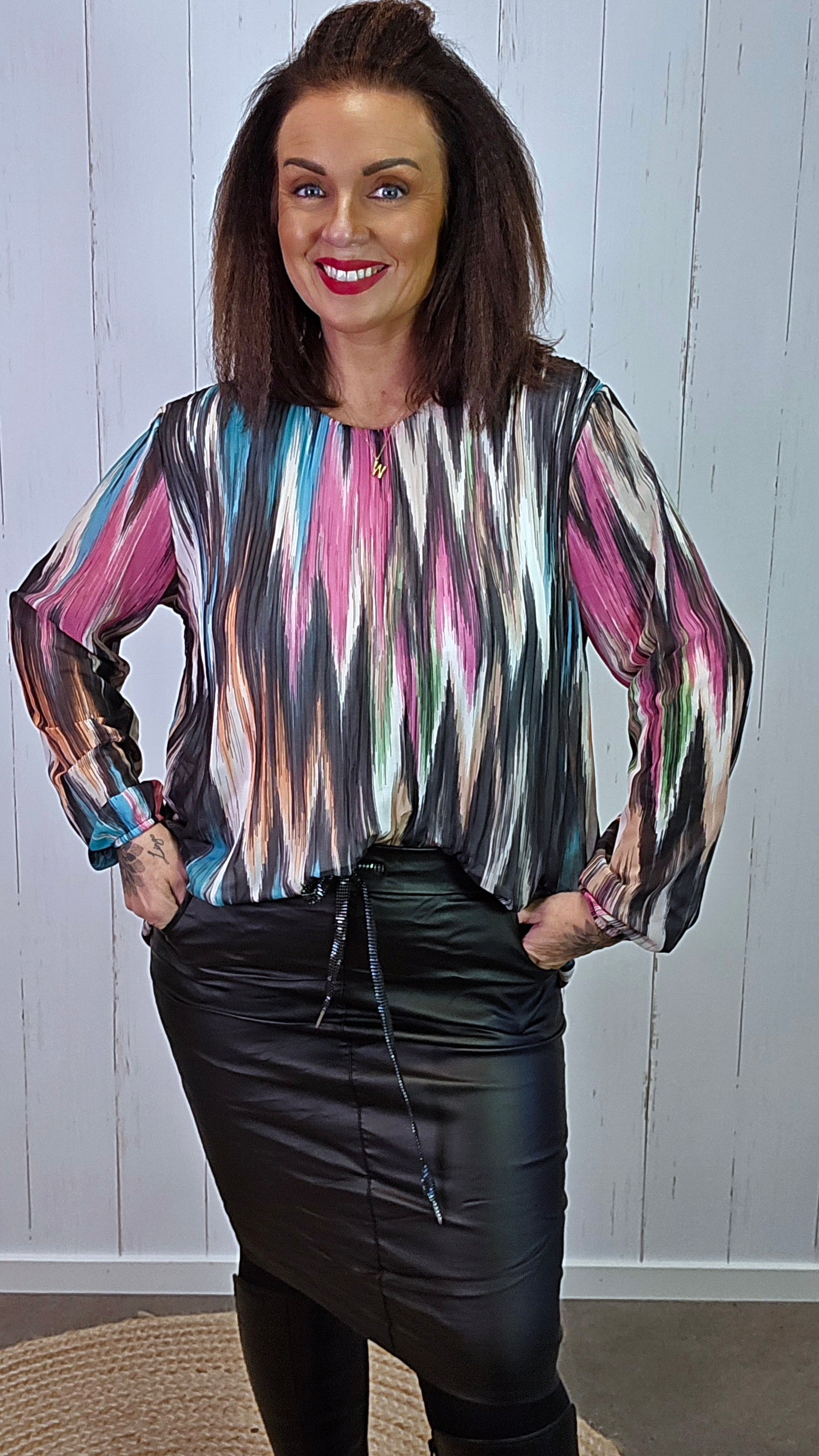 Sienna flerfarget mønsterbluse