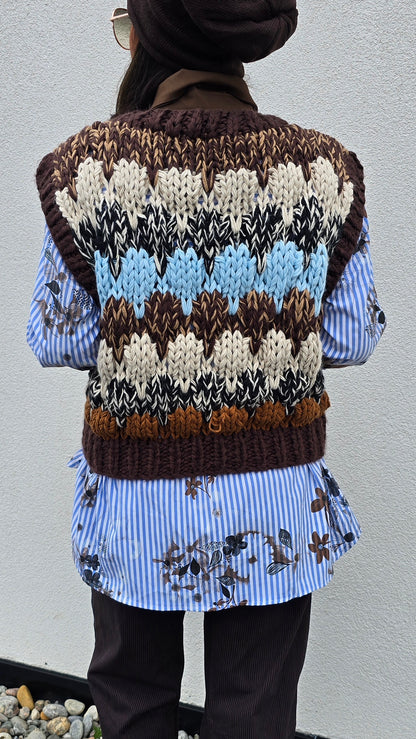 Lovena strikket vest brun
