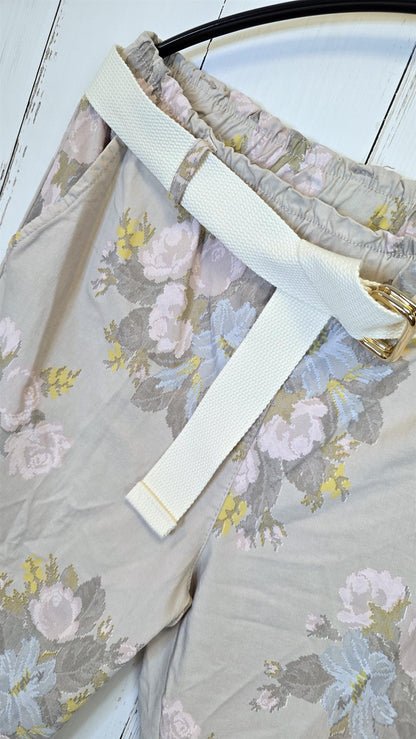 Selina blomsterbukse beige