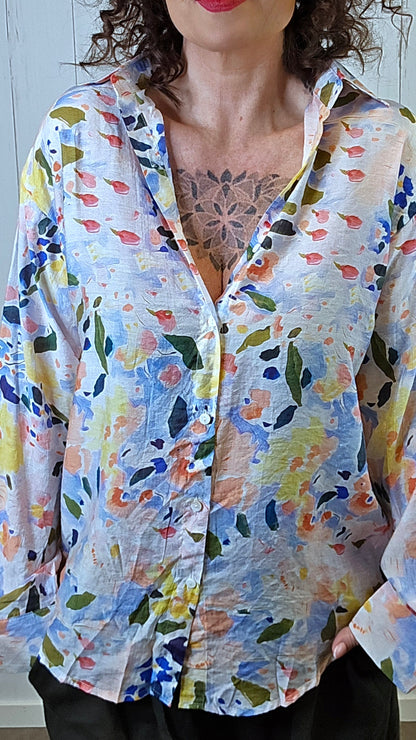 Sofie bomullsskjorte multicolor