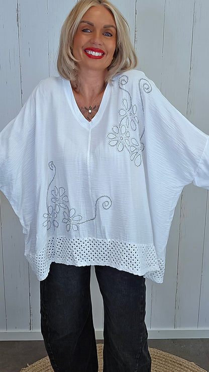 Giselle baggy topp hvit