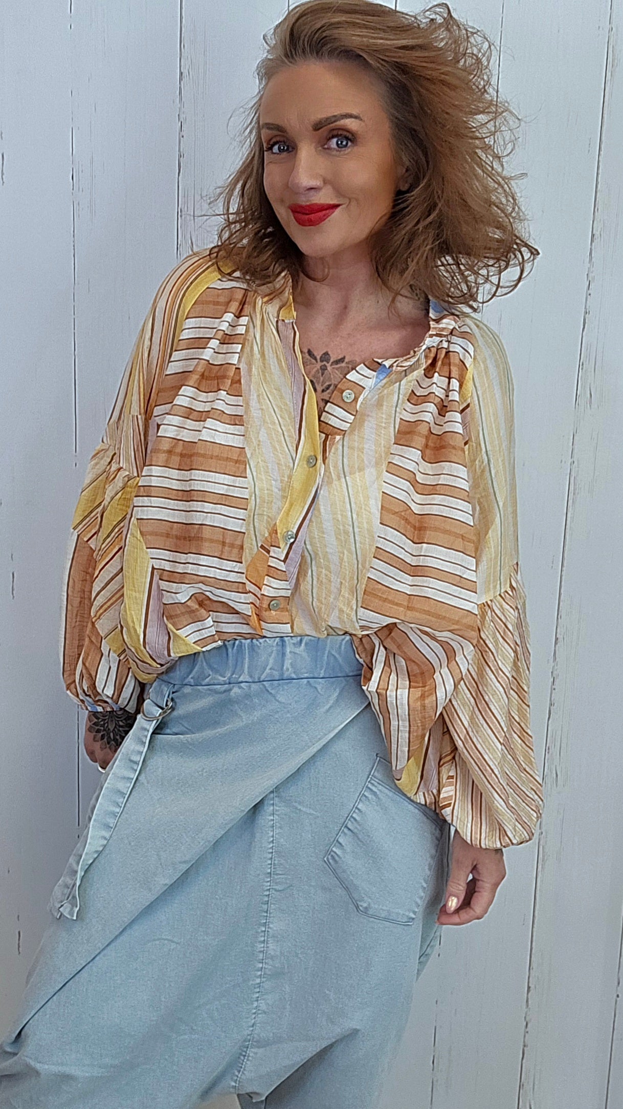 Katty harem bukse blek denim