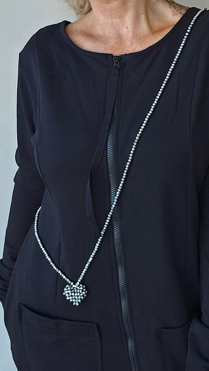 Across necklace heart silver