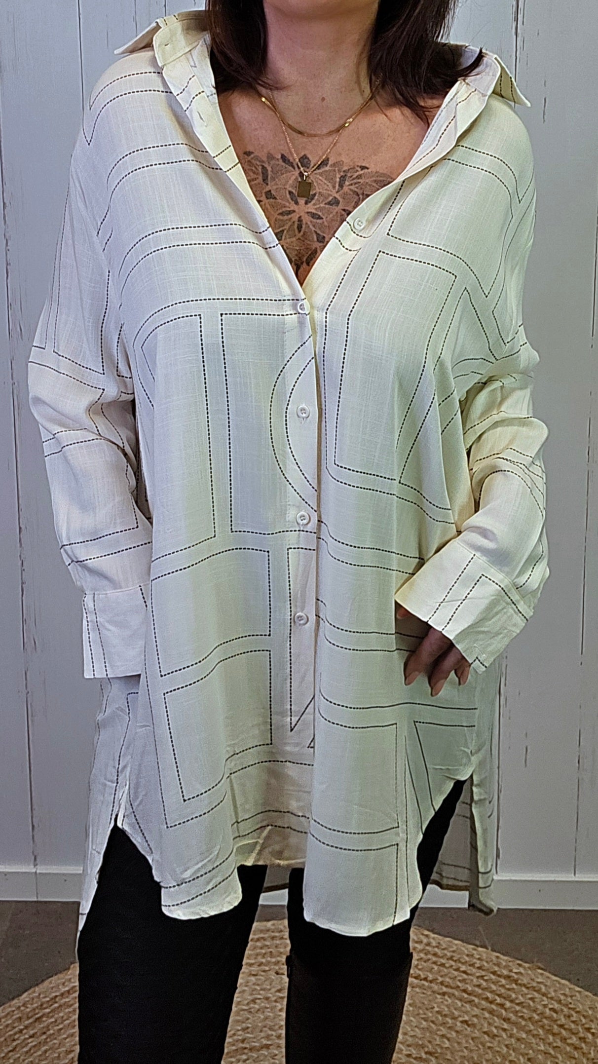 Ella rutet skjorte creme