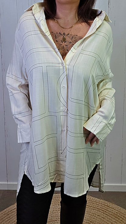 Ella rutet skjorte creme