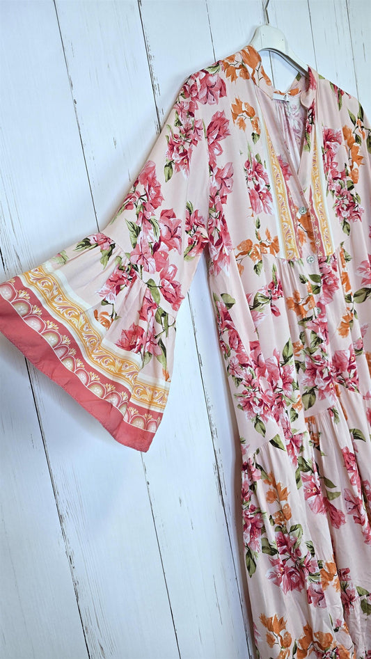 Celine blomstrete maxikjole rosa