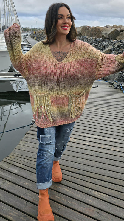 Monicha genser rosa med lommer