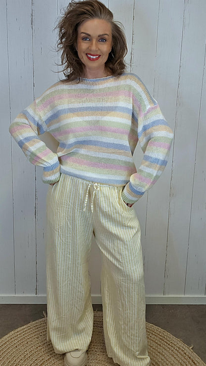 Heidi pastellstripet genser