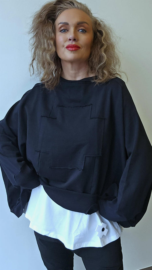 Wide short sweat svart