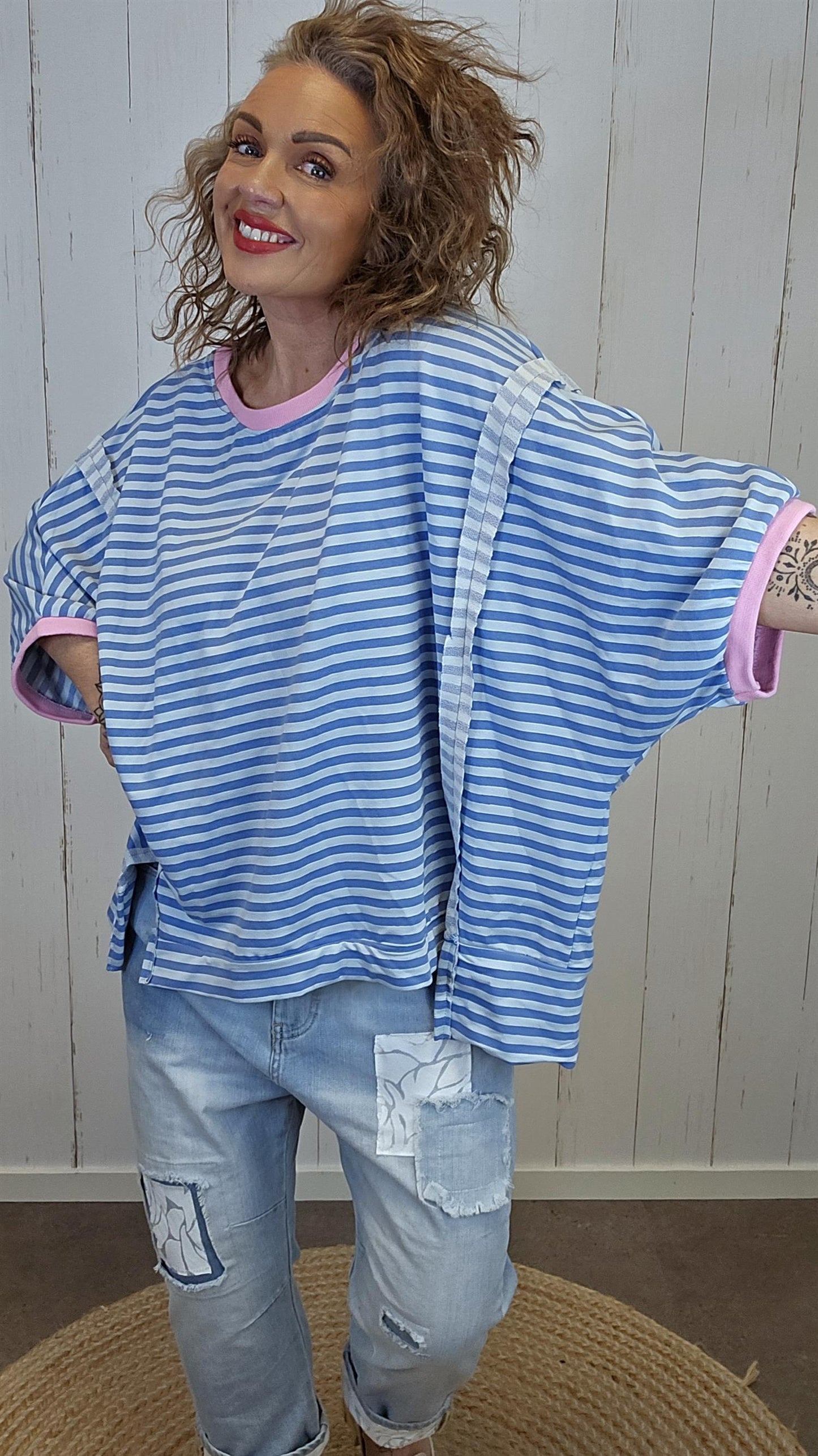 Sofie stripet topp blå