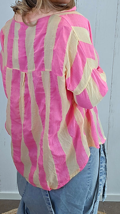 Stripete bomullsbluse