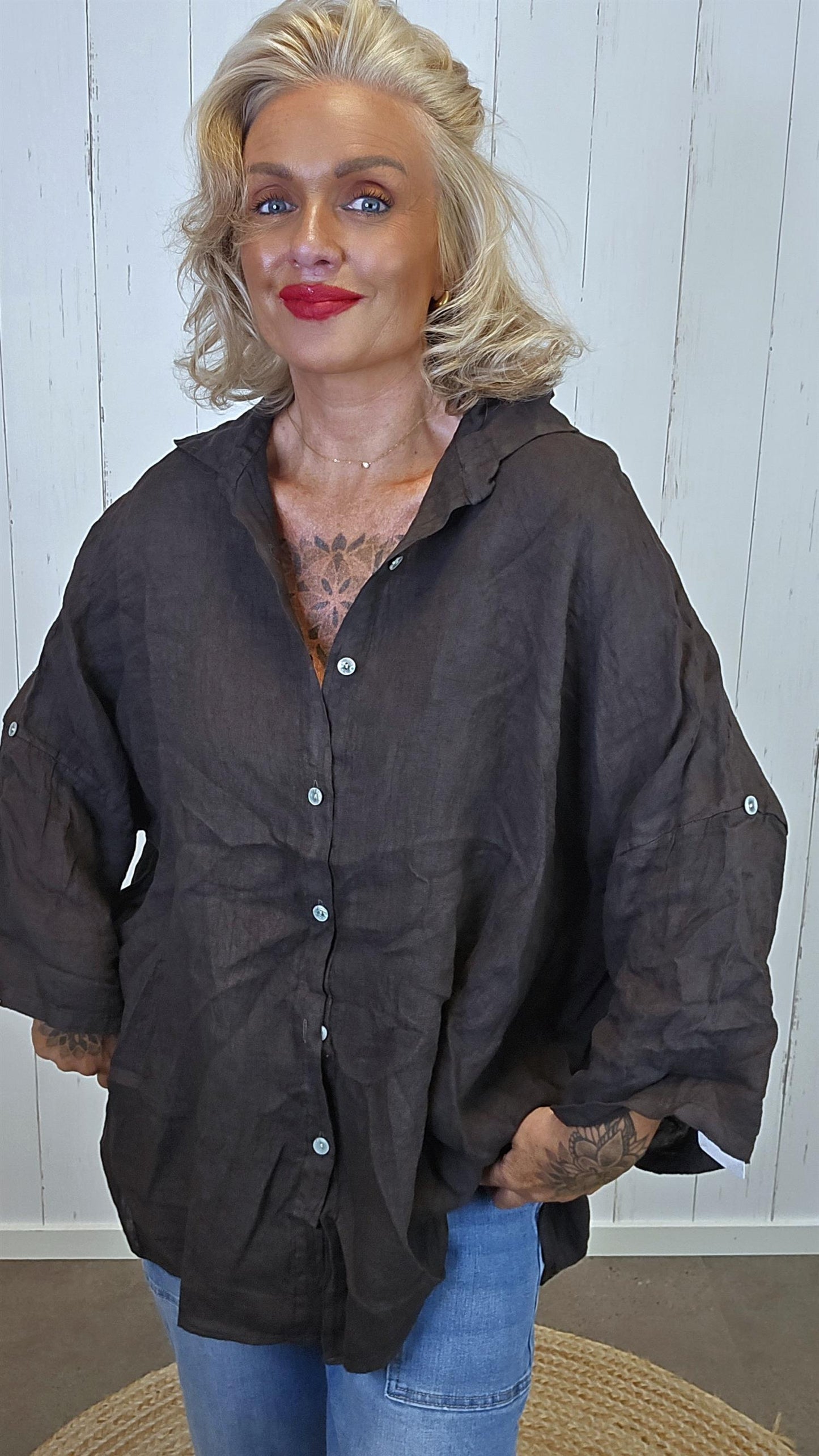 Stina Linskjorte taupe