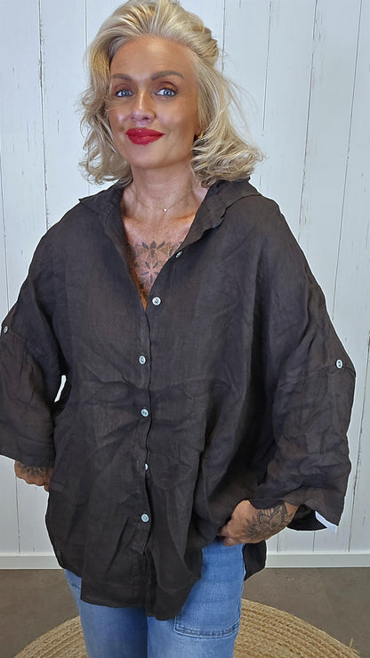 Stina Linskjorte taupe