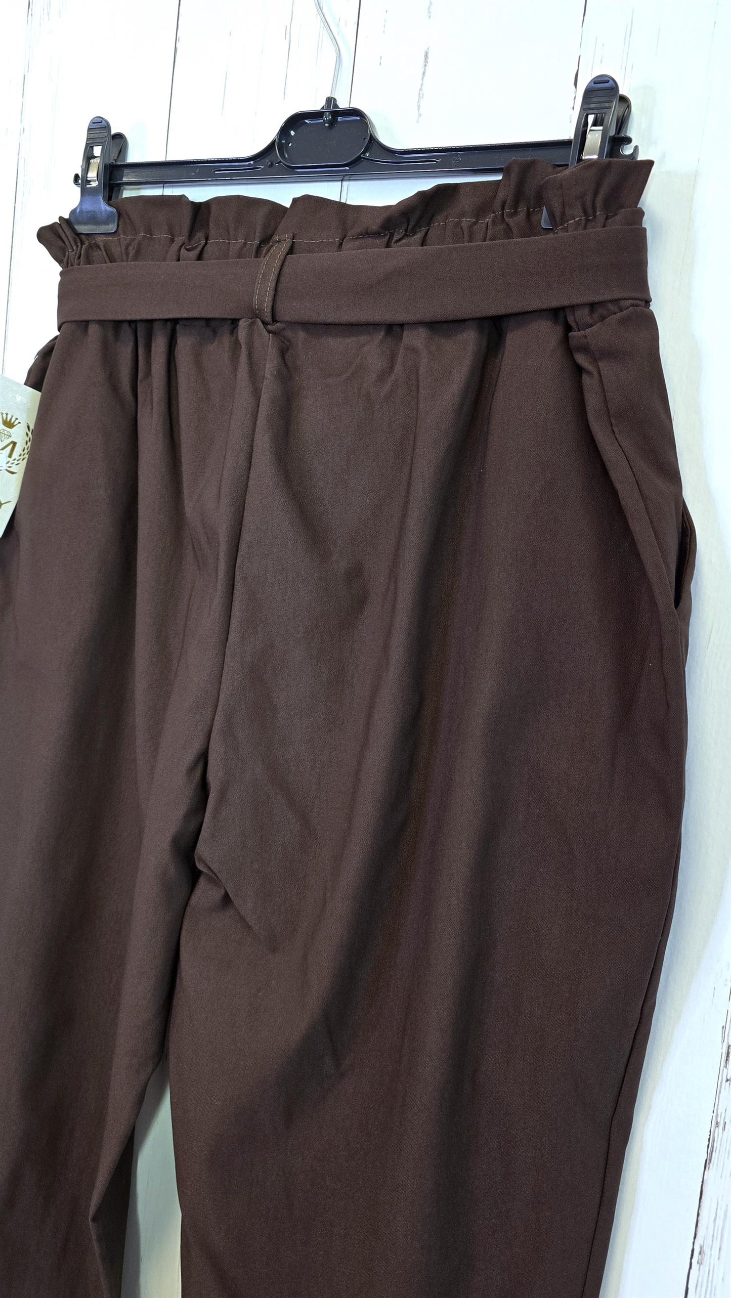 Bukse brun med knytebelte