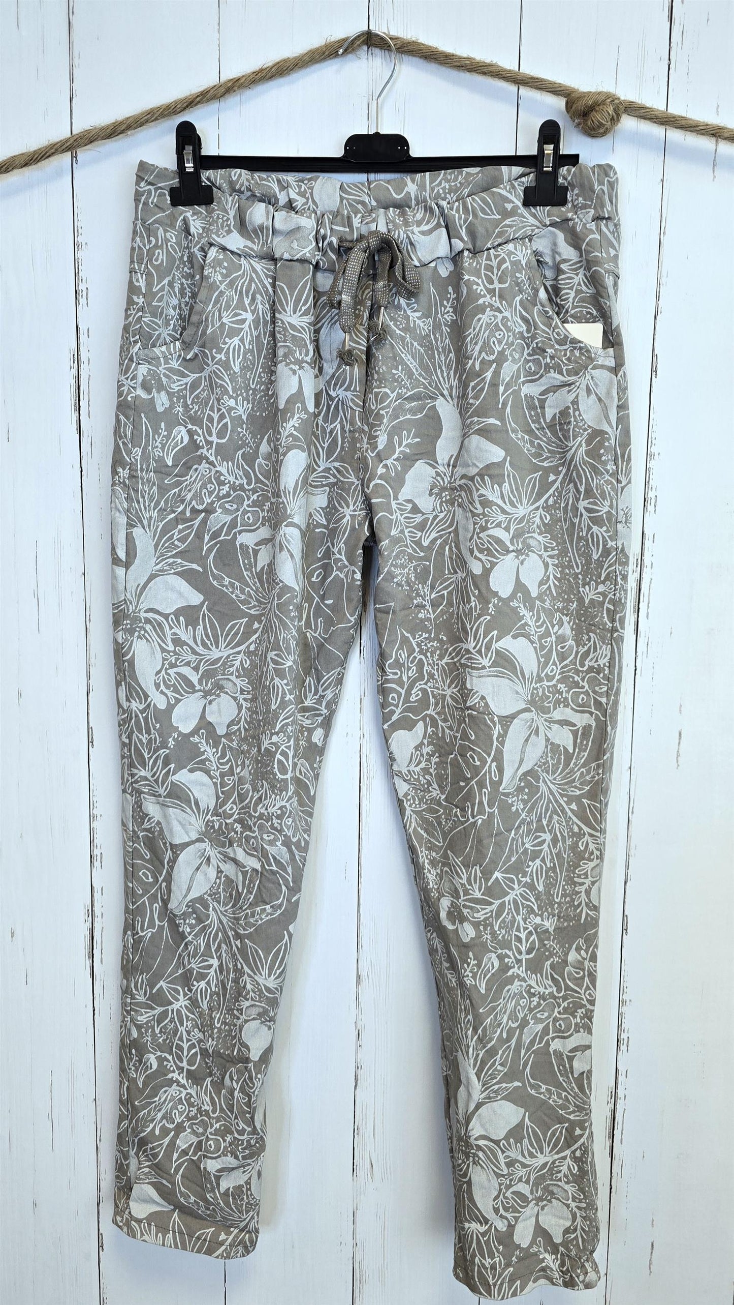 Cally mønstret bukse taupe