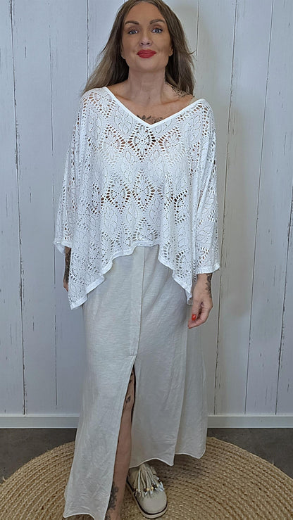 Eline poncho topp blonde Hvit