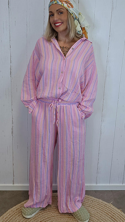 Annie bukse med striper rosa