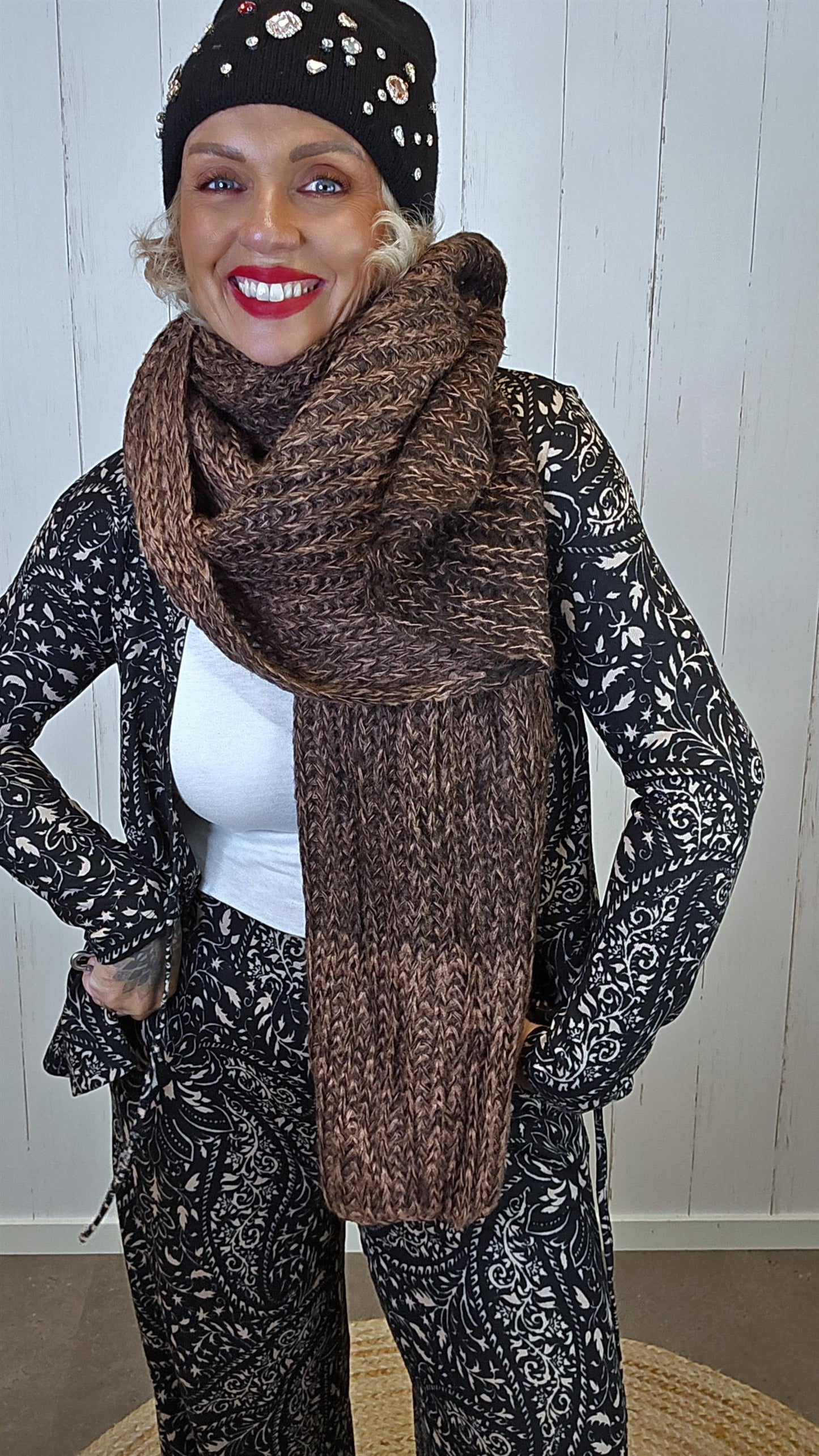 Jeanine mønstret jakke med knyting