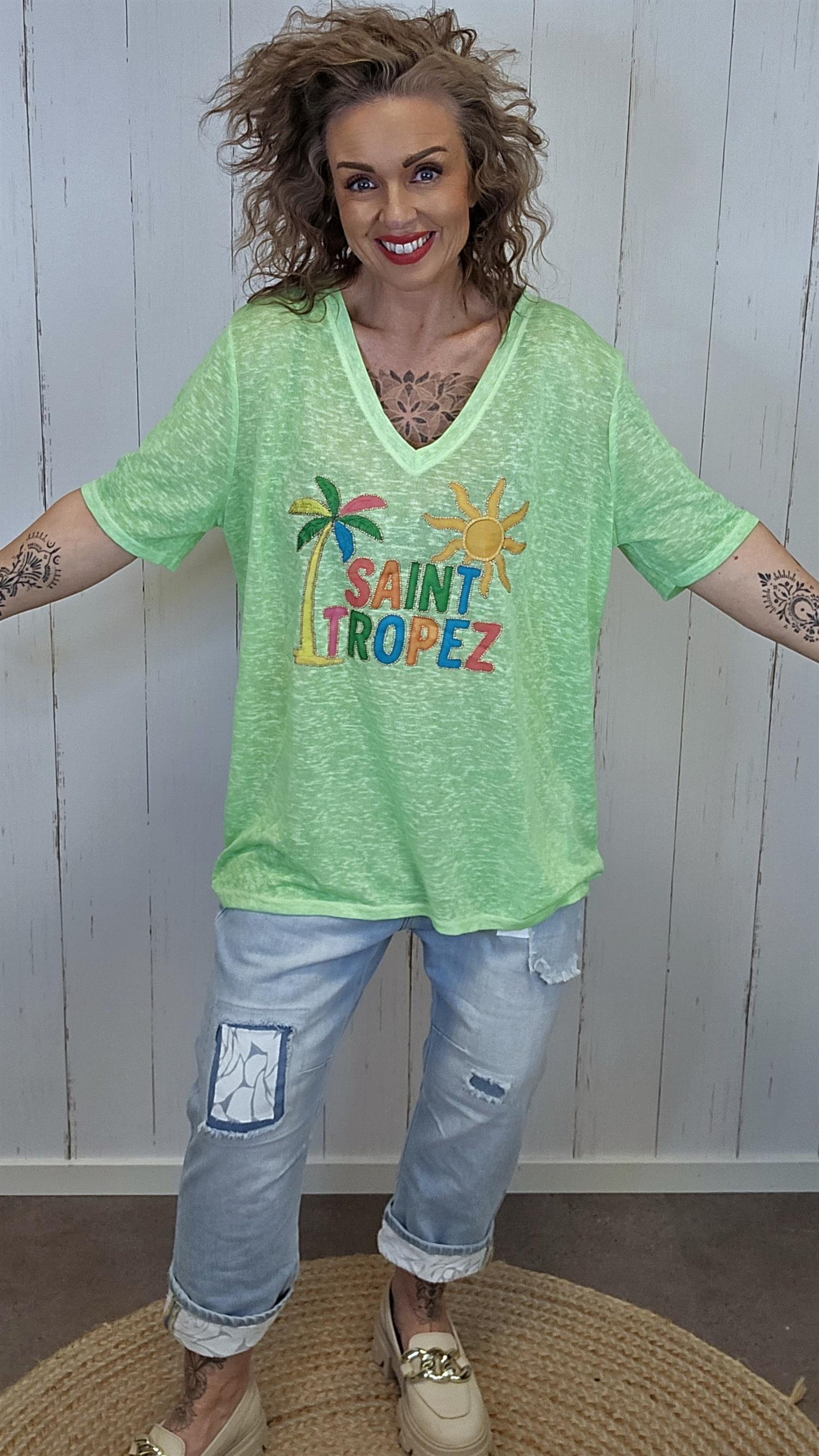 Saint Tropez t-skjorte neon eplegrønn