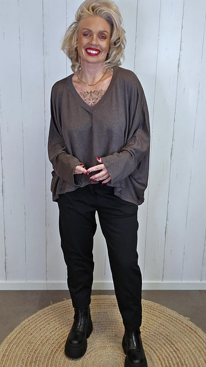 Xenia oversized topp brun