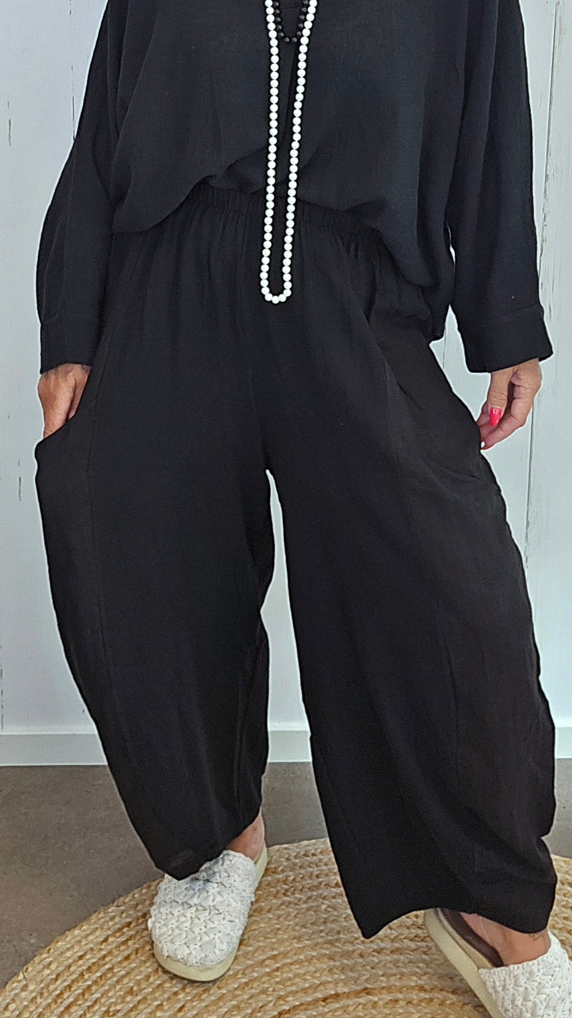 Becky baggy bukse svart