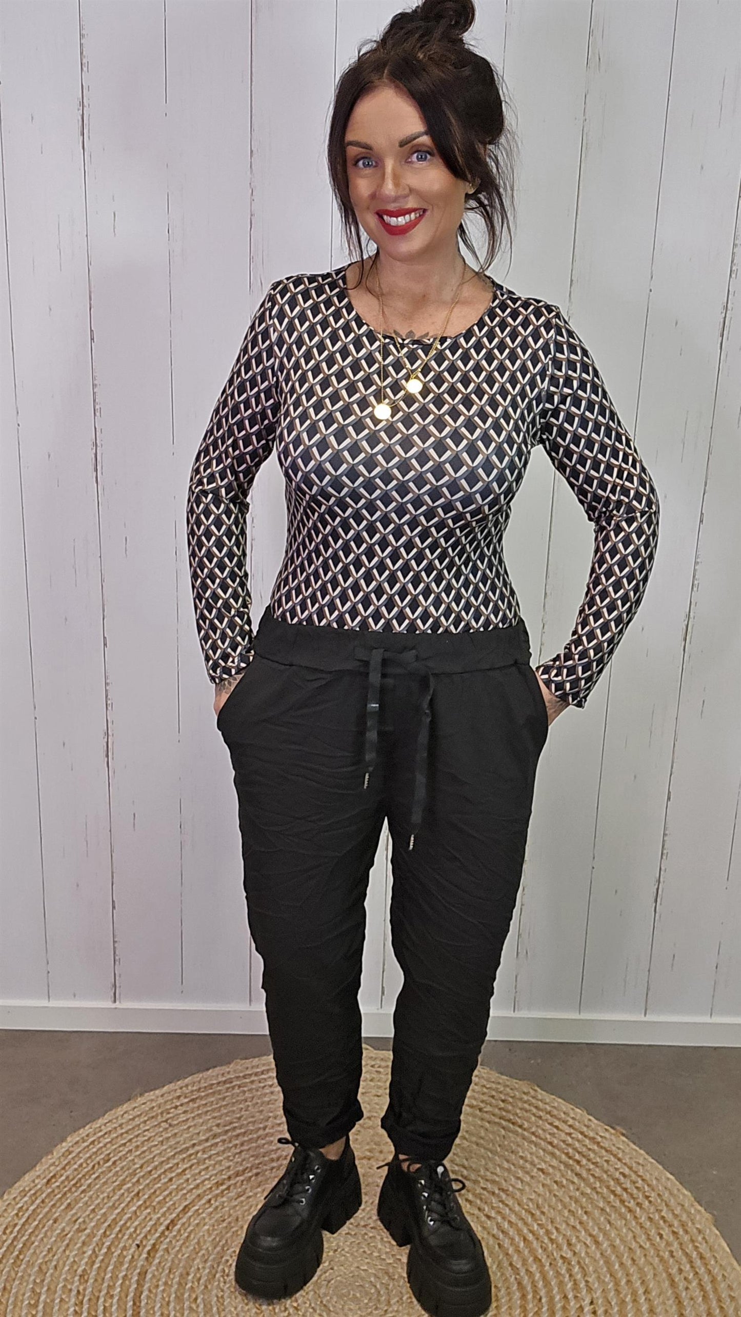 Runa mønstrete topp svart