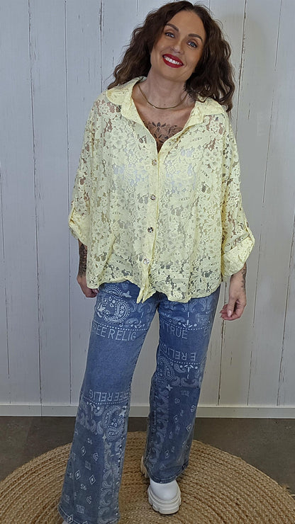 Amalie blondeskjorte gul