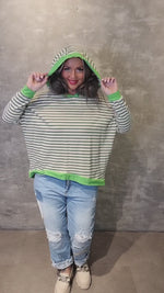 Olivia Striped Hoodie Green