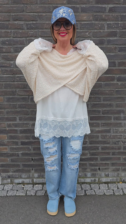 Stacy poncho topp beige