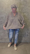 Lina Linen Blouse Taupe
