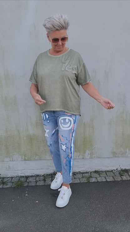 Yes/no t-skjorte kaki