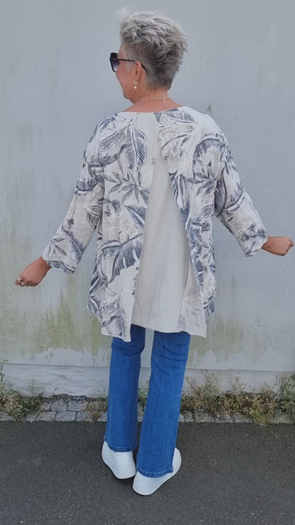 Ylva bluse med print beige