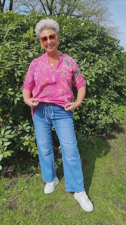 Sabrina skjorte rosa med blomster
