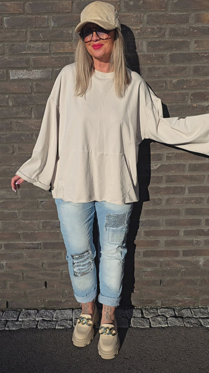 Mary baggy topp beige