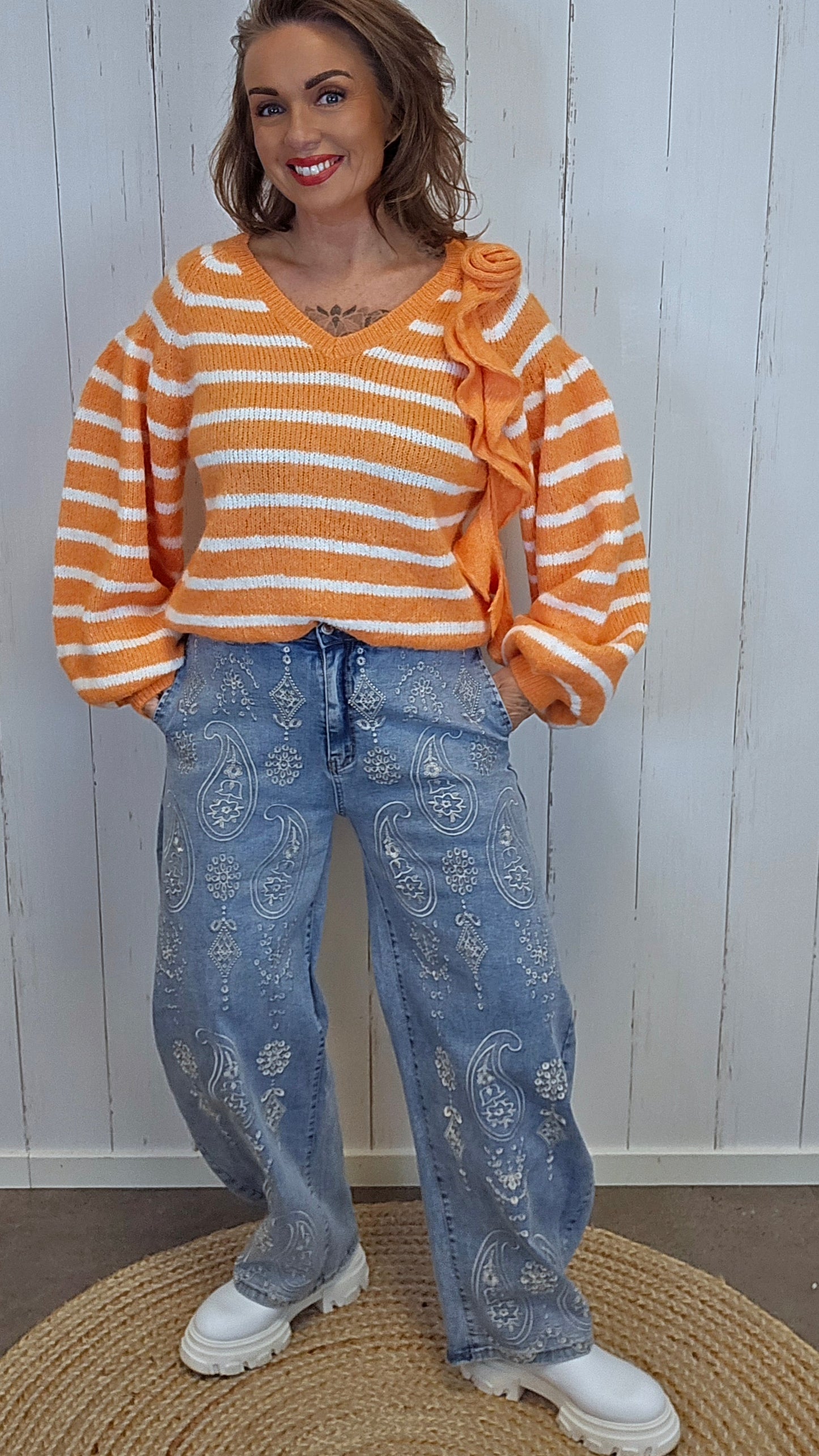 Kaja brodert barrel jeans