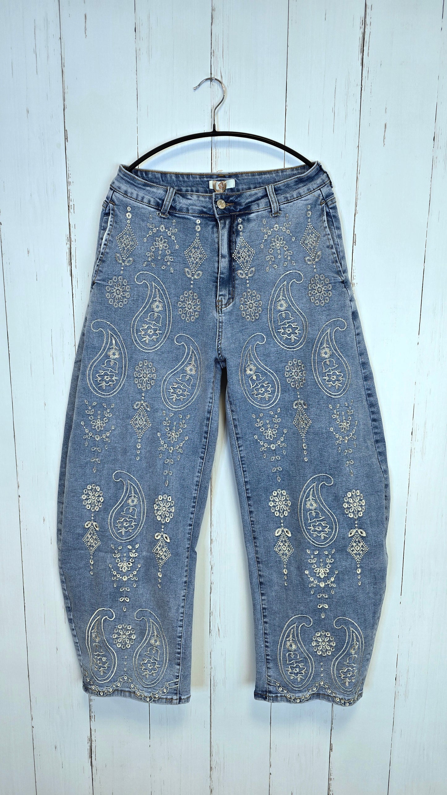 Kaja brodert barrel jeans
