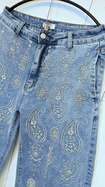 Kaja brodert barrel jeans