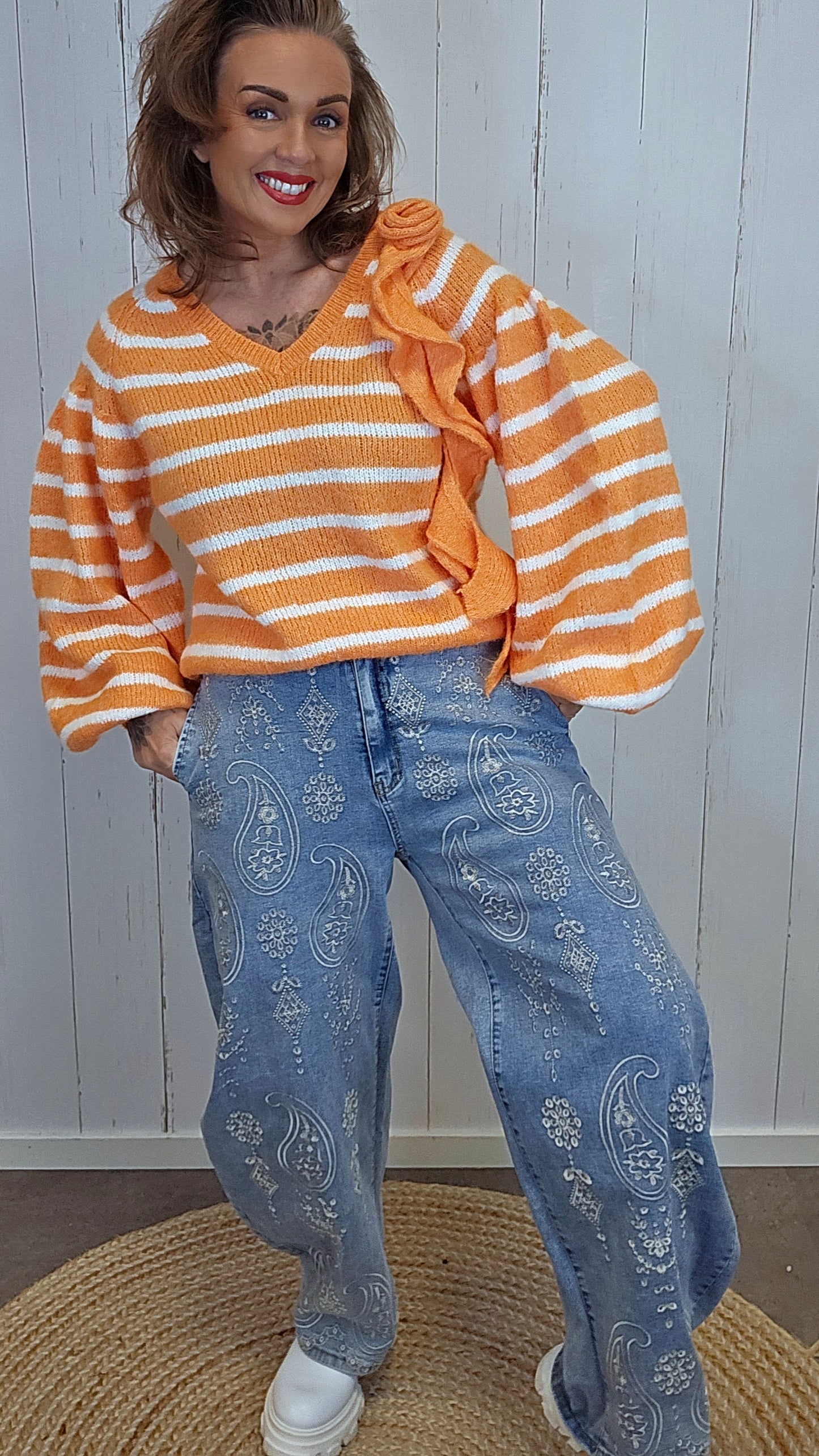 Kaja brodert barrel jeans